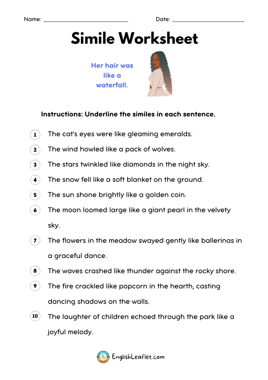 Simile Worksheets with Answers - EnglishLeaflet