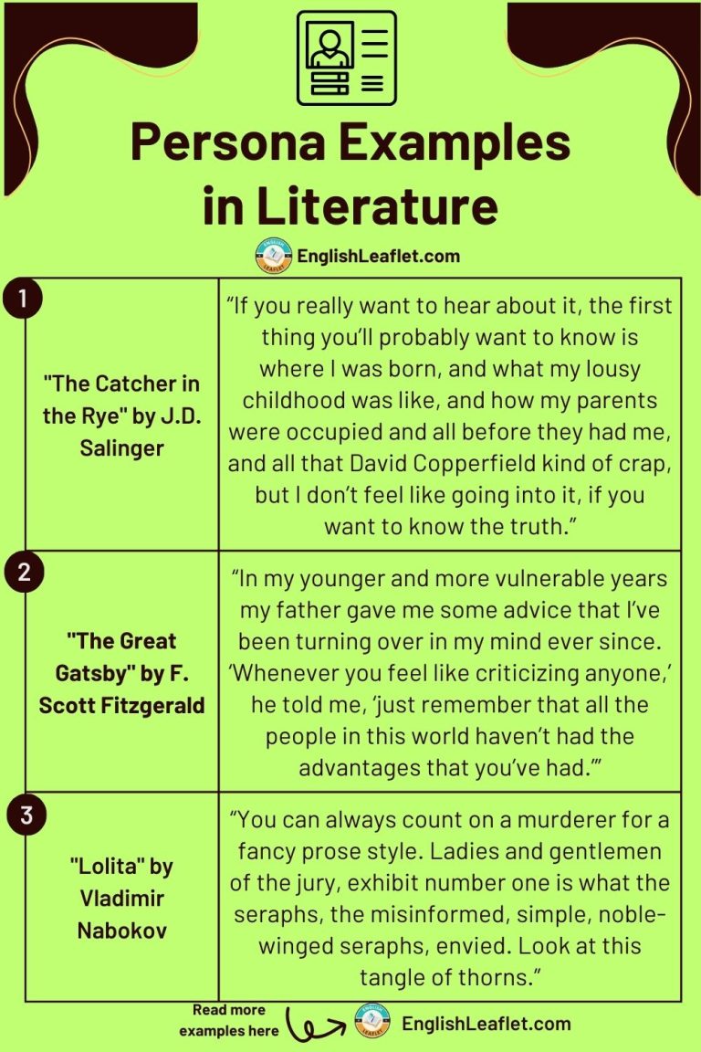 Persona Examples in Literature - EnglishLeaflet