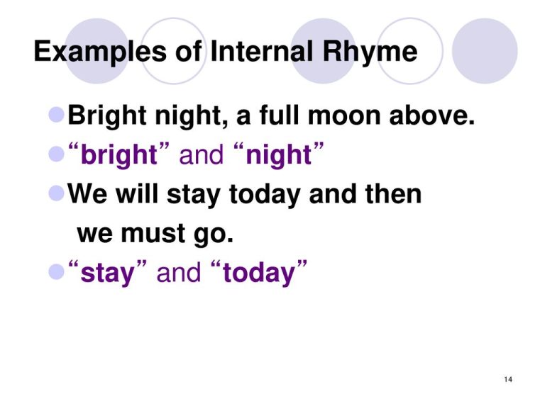 Example for Internal Rhyme: Top Lines from Songs & Poems