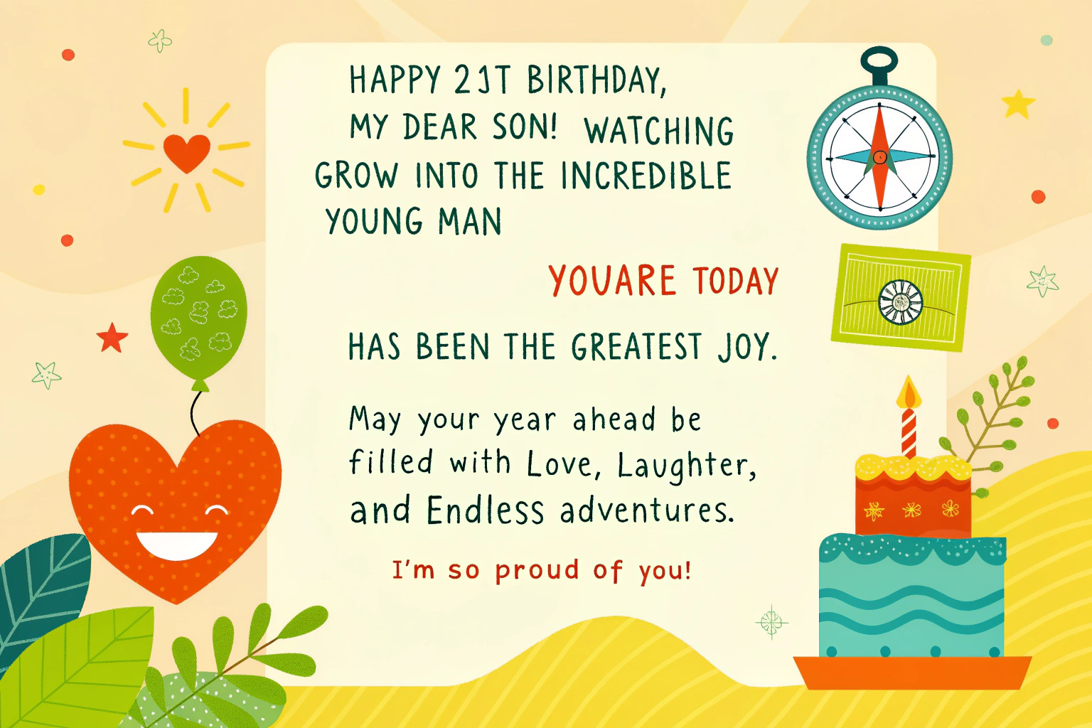 21st Birthday Wish for Son