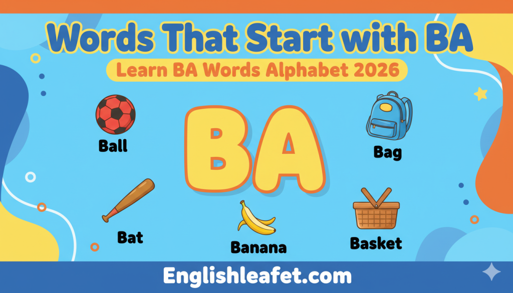 Ba Word Lettering Simple Words That Start with BA – Learn BA Words Alphabet 2026