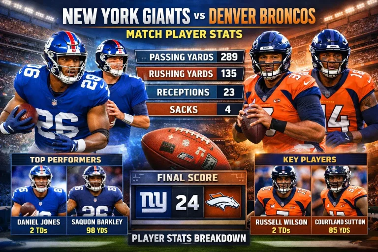 New York Giants vs Denver Broncos Match Player Stats Today 2026
